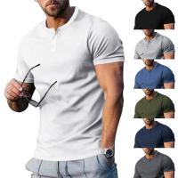 Polyester & Katoen Mannen korte mouw T-shirt effen geverfd Solide meer kleuren naar keuze stuk