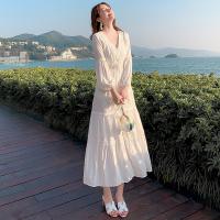 Acryl Einteiliges Kleid, Patchwork, Solide, Weiß,  Stück