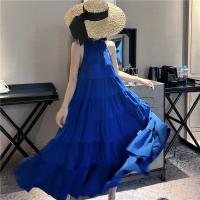 Acrylic long style Halter Dress & loose patchwork Solid blue PC