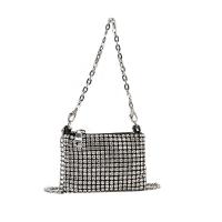 Metal & PU Leather Easy Matching Handbag with chain & Mini & with rhinestone black PC