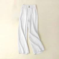 Cotton Linen Wide Leg Trousers Women Long Trousers & loose & breathable Solid PC