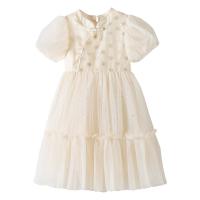 Polyester Girl One-piece Dress Cute white PC