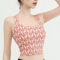 Polyester Tank Top midriff-baring & backless & off shoulder printed PC