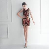 Sequin & Polyester Slim Short Evening Dress embroidered PC