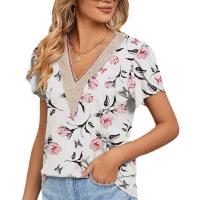 Rayon & Spandex & Polyester Women Short Sleeve Blouses & loose printed PC