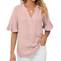 Polyester Vrouwen short sleeve blouses Lappendeken Solide meer kleuren naar keuze stuk