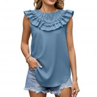 Polyester Women Sleeveless Blouses & loose Solid PC