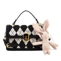 Cloth & PU Leather Easy Matching Handbag with hanging ornament & attached with hanging strap Argyle PC