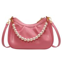 PU Leather Easy Matching Handbag attached with hanging strap Plastic Pearl PC