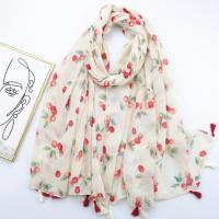 Voile Fabric Women Scarf thicken & sun protection printed fruit pattern red PC