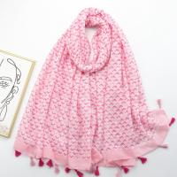 Polyester Tassels Women Scarf dustproof & can be use as shawl printed pink PC