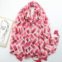 Polyester Women Scarf can be use as shawl & sun protection & thermal printed red PC
