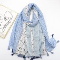 Polyester Women Scarf dustproof & can be use as shawl & sun protection printed shivering blue PC