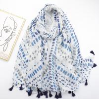 Voile Fabric Women Scarf dustproof & can be use as shawl & sun protection & thermal printed blue PC