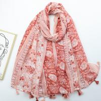 Voile Fabric Women Scarf can be use as shawl & sun protection & thermal printed pink PC