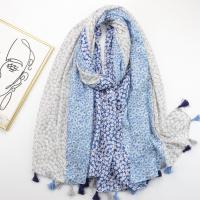 Polyester Women Scarf can be use as shawl & sun protection & thermal printed shivering blue PC