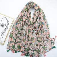 Voile Fabric Women Scarf can be use as shawl & sun protection & thermal printed shivering pink PC