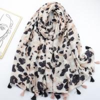 Polyester Women Scarf dustproof & can be use as shawl & thermal printed leopard white PC