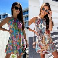 Polyester Waist-controlled One-piece Dress backless & breathable printed PC