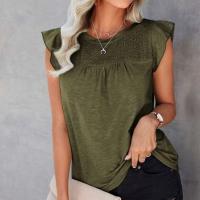 Cotton Women Short Sleeve T-Shirts & loose & hollow & breathable Solid PC