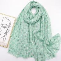 Polyester Women Scarf can be use as shawl & sun protection & thermal printed shivering green PC