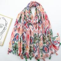Polyester Tassels Women Scarf can be use as shawl & sun protection printed mixed colors PC
