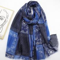 ポリエステル 女性スカーフ 印刷 青 一つ