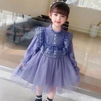 Polyester Ball Gown Girl One-piece Dress Cute purple PC