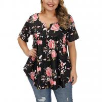 Polyester Plus Size Women Short Sleeve T-Shirts & loose printed shivering PC