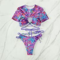 Polyester Tankinis Set & two piece & skinny style printed shivering Set