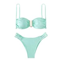 Polyester Bikini & two piece & skinny style green Set
