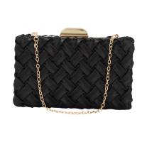PU Leather & Zinc Alloy Box Bag & Weave Clutch Bag with chain Solid PC