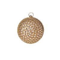 Plastic Pearl & Zinc Alloy & Rhinestone & Polyester Round Ball Clutch Bag with chain Solid PC