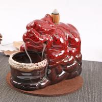Ceramics Backflow Burner for home decoration handmade red PC