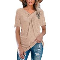 Polyester & Baumwolle Frauen Kurzarm T-Shirts, Patchwork, Solide, mehr Farben zur Auswahl,  Stück