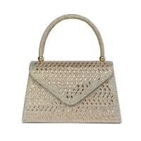 Polyester hard-surface & Easy Matching Handbag with rhinestone champagne PC