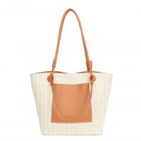 Straw Easy Matching Woven Shoulder Bag large capacity PU Leather PC