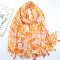 Voile Fabric Women Scarf dustproof & can be use as shawl & thermal printed orange PC