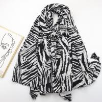 Voile Fabric Women Scarf dustproof & can be use as shawl & sun protection printed striped black PC
