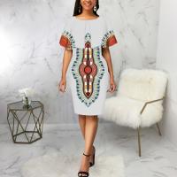 Polyester Slim One-piece Dress printed abstract pattern PC