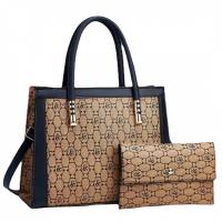PU Leather Tote Bag Handbag large capacity & attached with hanging strap & two piece Set