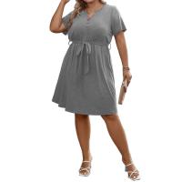 Polyester Slim & High Waist Sexy Package Hip Dresses patchwork Solid gray PC
