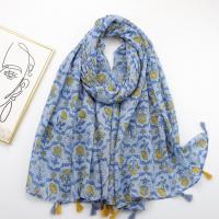 Voile Fabric Women Scarf dustproof & can be use as shawl & sun protection printed shivering blue PC