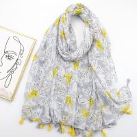 Voile Fabric Tassels Women Scarf can be use as shawl & sun protection printed gray PC