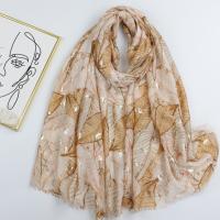 Polyester Women Scarf sun protection & breathable gold foil print leaf pattern PC