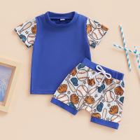 Polyester Boy Clothing Set & two piece & loose Pants & top printed Set