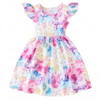 Polyester Girl One-piece Dress Cute printed PC