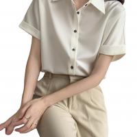 Satin & Cotton Women Short Sleeve Shirt & loose Solid PC