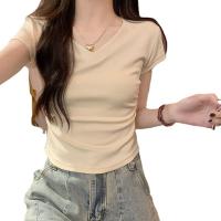 Spandex & Cotton Women Short Sleeve T-Shirts plain dyed Solid PC