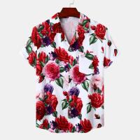 Polyester Chemise décontractée à manches courtes pour hommes Imprimé Floral plus de couleurs pour le choix pièce